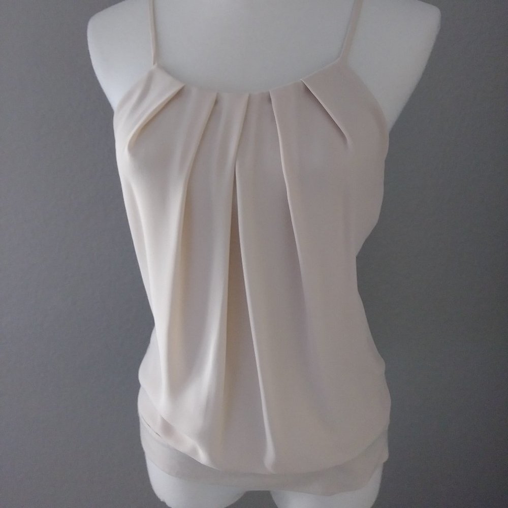 Express Nude Pleated Halter Banded Top Blouse XS
